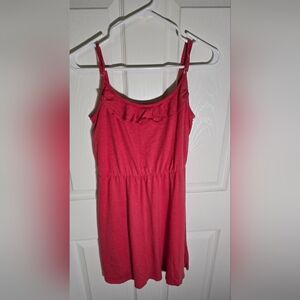 LOFT Womens Pink Ruffle Top Spaghetti Strap Dress Small